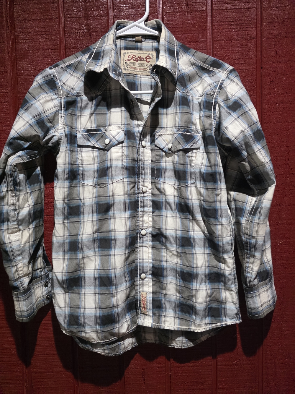 Men’s Blue Plaid Button-Up Shirt